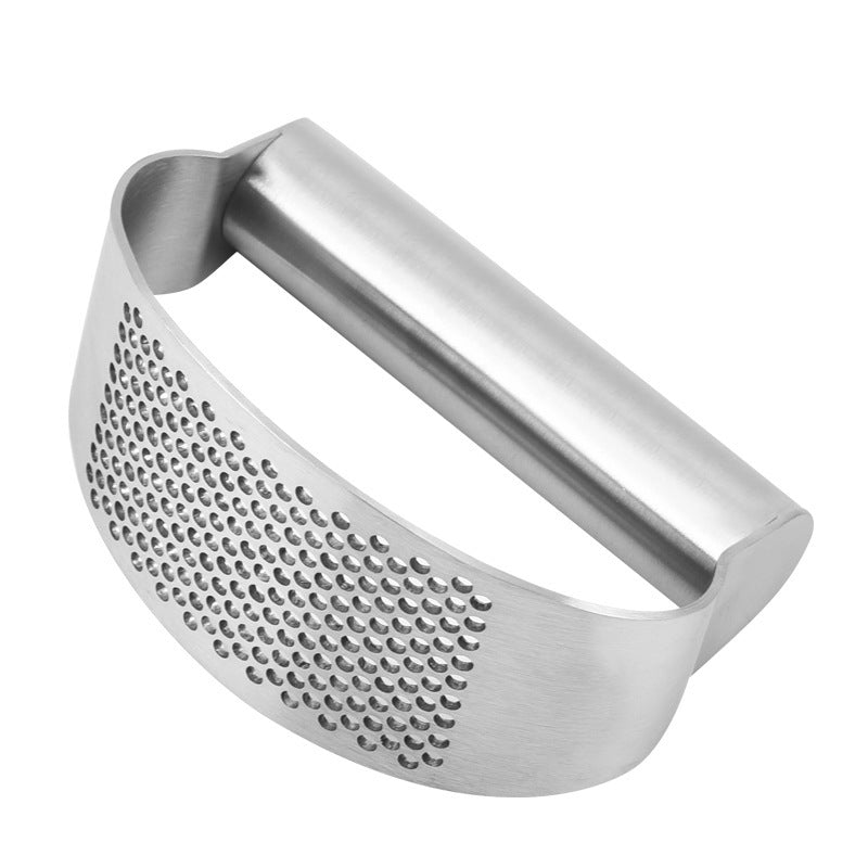 Silver stainless steel Vertex Kitchenware garlic press with ergonomic handle and durable construction for easy garlic crushing.
