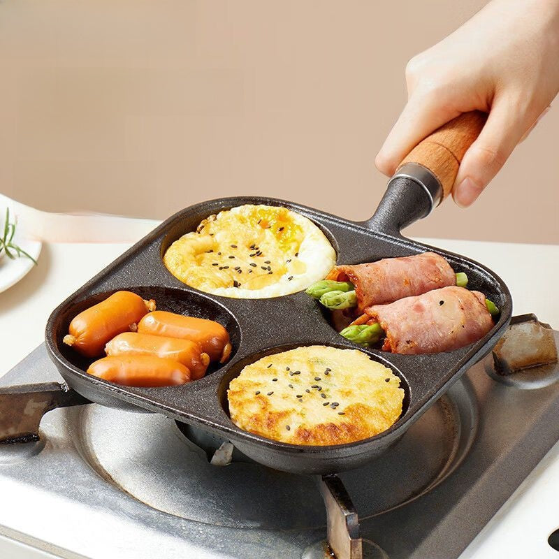 Cast Iron Quad-Hole Skillet | Seasoned Finish