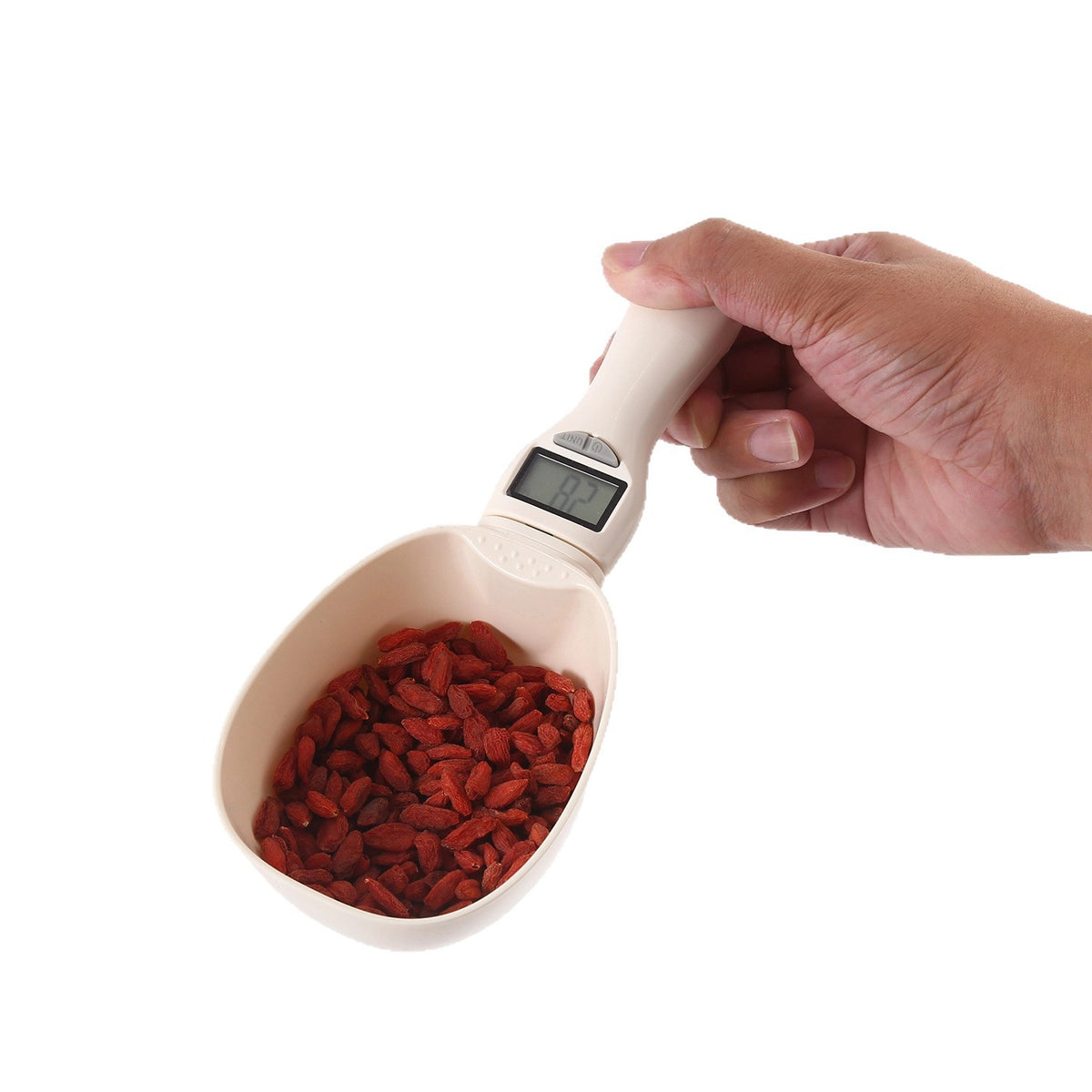 Digital kitchen scale and measuring spoon from Vertex Kitchenware, showing a sleek digital display and stainless steel measuring tools.