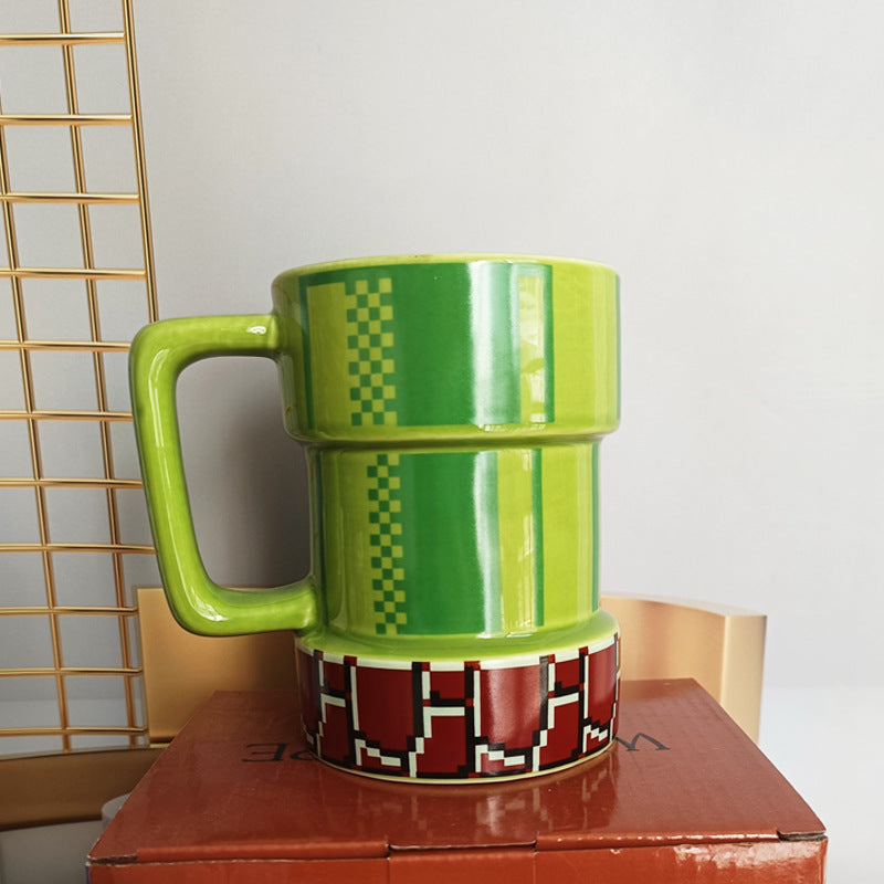 Sculpted Pipe Ceramic Mug | Sage Green