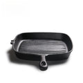 Vertex Kitchenware cast iron steak pan with signature grill stripes, featuring textured cooking surface and sturdy handle for grilling.