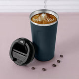 Premium insulated steel coffee tumbler from Vertex Kitchenware, travel-ready drinkware with a sleek stainless steel design and leak-proof lid.