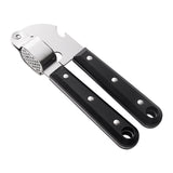 Stainless steel garlic press with ergonomic handle from Vertex Kitchenware, designed for easy garlic crushing.