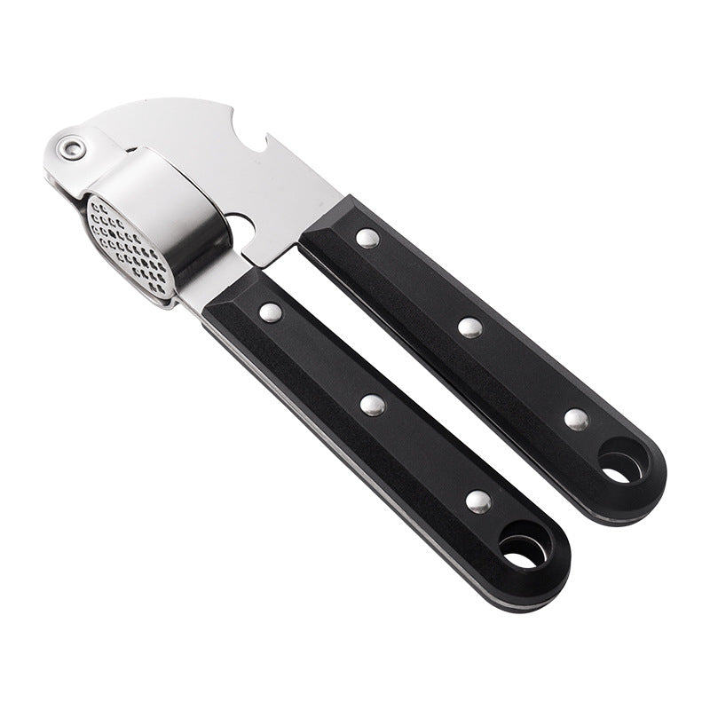 Stainless steel garlic press with ergonomic handle from Vertex Kitchenware, designed for easy garlic crushing.