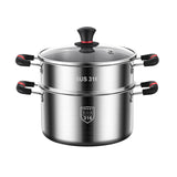Vertex Kitchenware 316 stainless steel pot with crystal-clear glass lid, ideal for versatile cookware and easy monitoring during cooking.