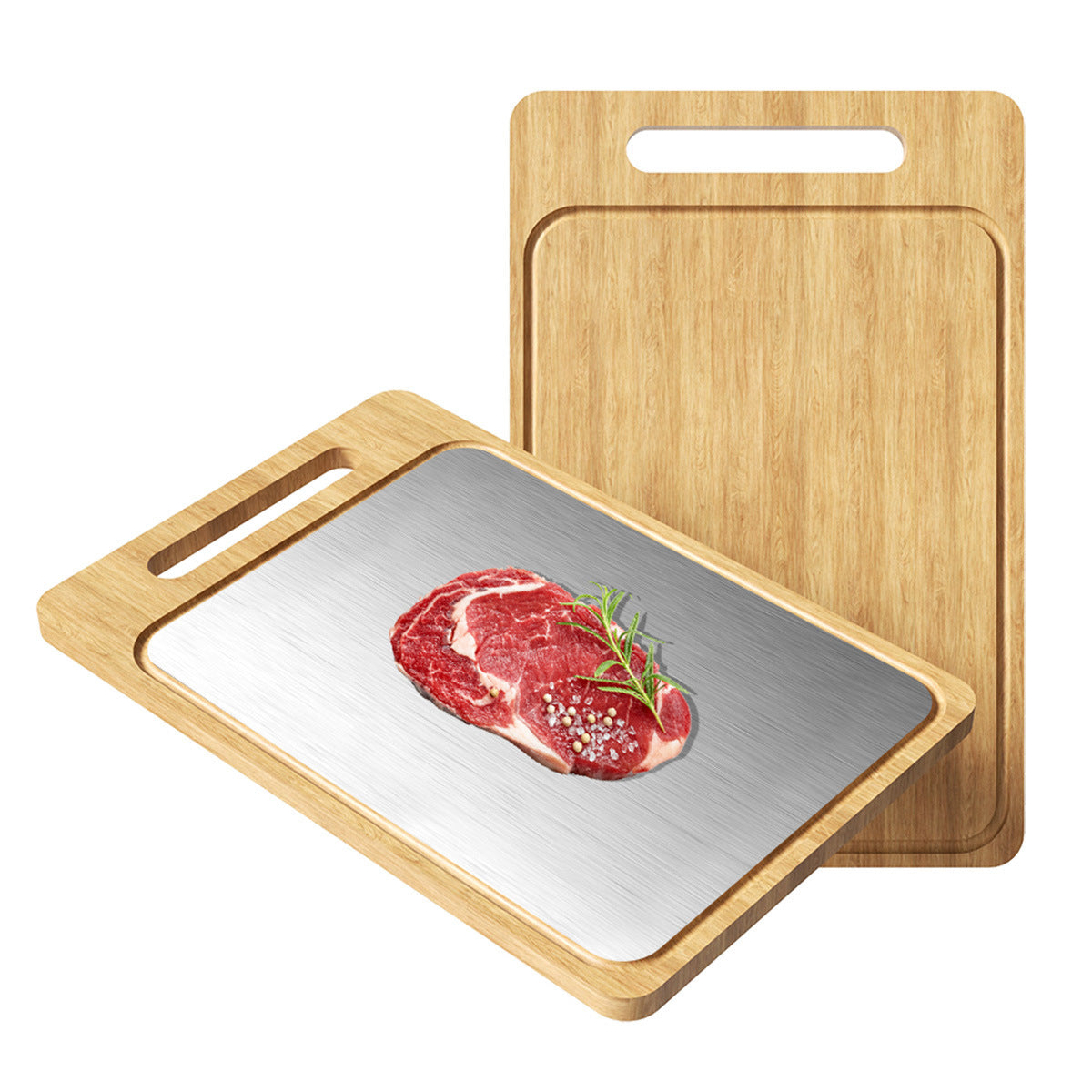 Bamboo & Stainless Steel Prep Board | Natural Grain
