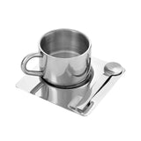 Stainless Steel Coffee Cup Set | Base & Spoon
