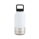 Insulated stainless steel water bottle with detachable handle by Vertex Kitchenware, showing the sleek, reflective surface and secure lid.