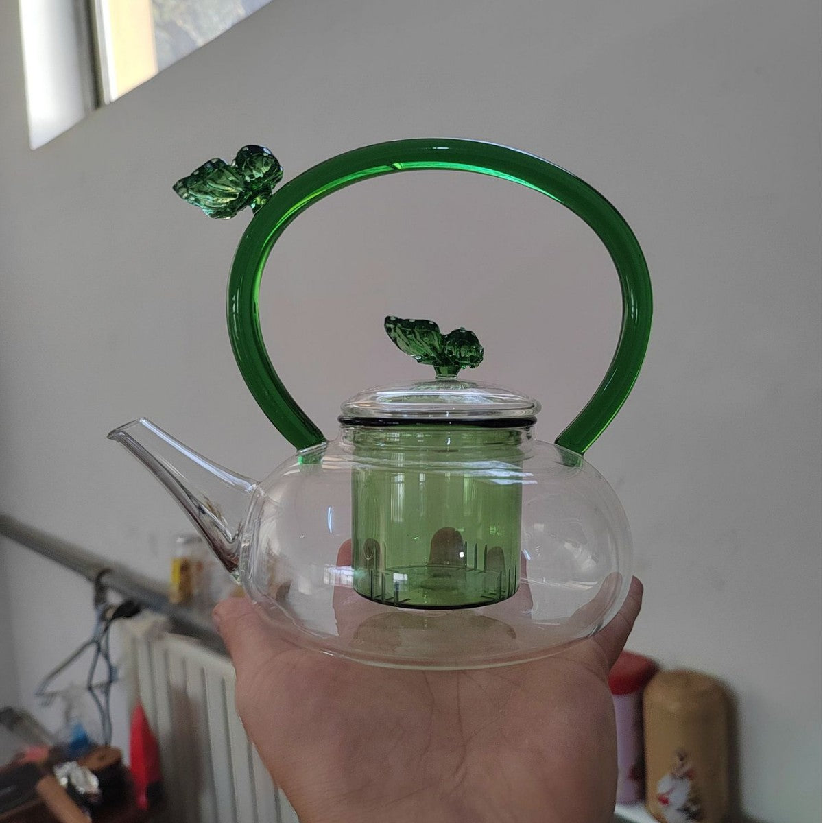 Butterfly Hand-Painted Borosilicate Teapot