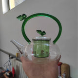 Butterfly Hand-Painted Borosilicate Teapot