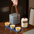 Golden-Accented Ceramic Travel Tea Set