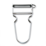 Vertex Kitchenware stainless steel peeler for fruits and vegetables, showing the sharp blade and ergonomic handle.