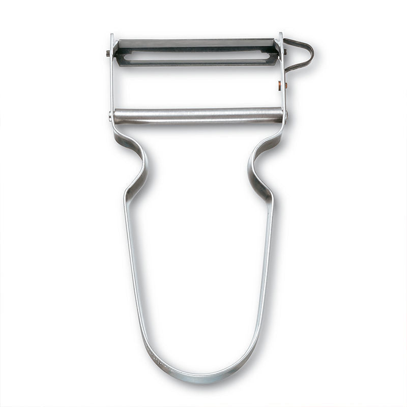 Vertex Kitchenware stainless steel peeler for fruits and vegetables, showing the sharp blade and ergonomic handle.